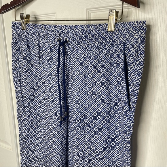 Land’s End Women’s 12 Flowy Indigo Print Drawstring Pants Resort Beach Geometric - Picture 3 of 7